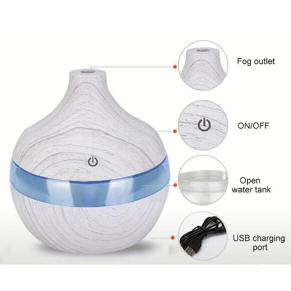 White Wood Grain Touch-Activated Humidifier‎ - USB - Picture 3 of 7